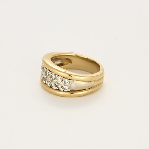 Bague 54 Bague bandeau en or jaune et or gris, diamants 58 Facettes DV21812-3-54-3