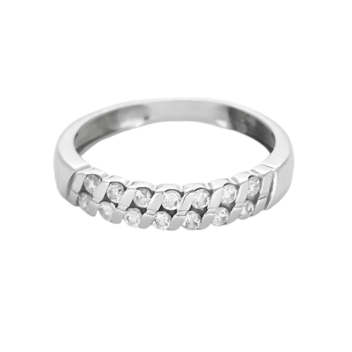 Bague 51 Alliance en or gris et diamants 58 Facettes DV18419-2