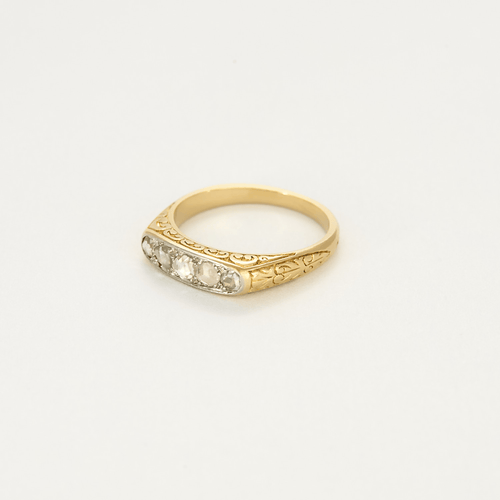 Bague 52 Bague jarretière en or jaune et diamants taillés en rose 58 Facettes DV21635-4