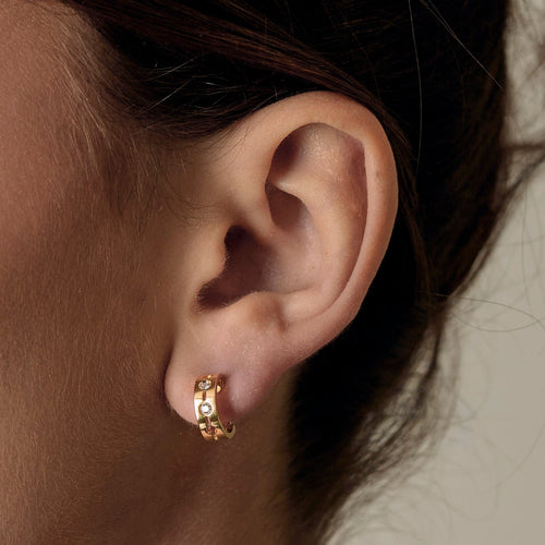 Boucles d'oreilles Dinh Van - Mono Créole Pulse or jaune et diamants 58 Facettes DV21222-2