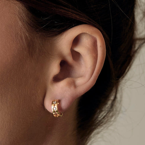 Boucles d'oreilles DINH VAN - Mono Créole Pulse en or jaune et diamants 58 Facettes DV21222-1