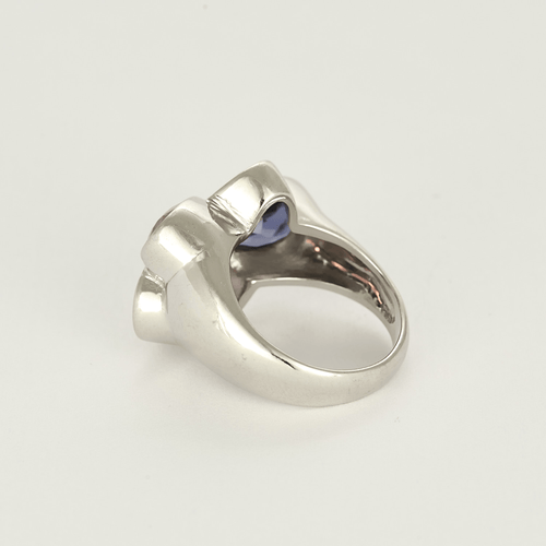 Bague 53 Bague moderniste en or gris, diamants, tourmaline rose et améthystes 58 Facettes DV20595-3