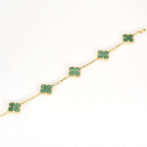 Bracelet Van Cleef & Arpels Bracelet Vintage Alhambra 5 motifs en or jaune et malachite 58 Facettes DV14259-2