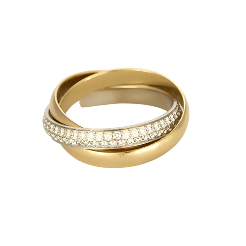 Bague 49 Cartier - Trinity - Bague petit modèle, semi-pavée en or de trois couleurs 58 Facettes DV17058-10