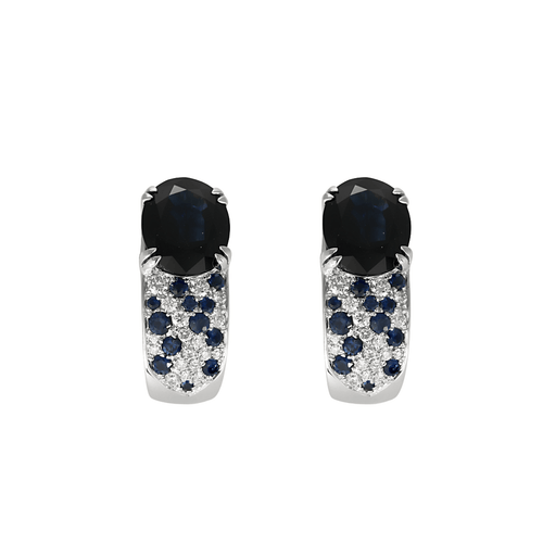 Boucles d'oreilles Mauboussin - Nuit d'amour - Paire de clips d'oreilles en or gris, saphirs et diamants 58 Facettes DV22306-1