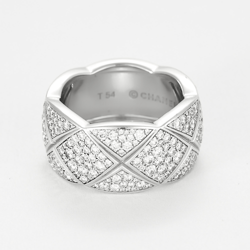 Bague 54 CHANEL- Coco Crush . Large Modèle. Bague en or gris et diamants 58 Facettes DDV21138-3-54-24