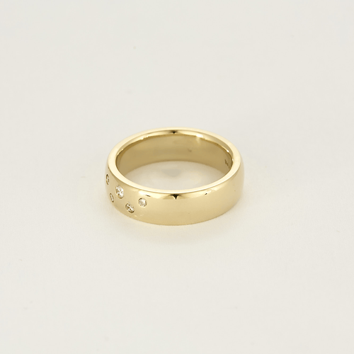 Bague 51 Large alliance en or jaune et diamants 58 Facettes DV20246-1