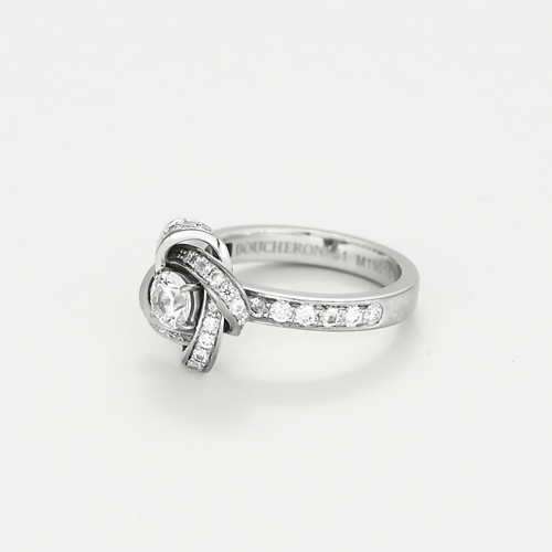 Bague 51 Boucheron - Pivoine - Bague en or gris  et diamants 58 Facettes DV22684-1-51-2