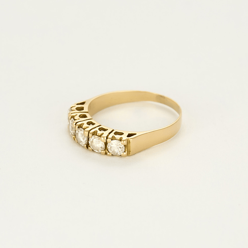 Bague 51 Demie alliance en or jaune et diamants 58 Facettes DV10000-2-51-2
