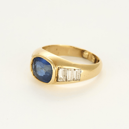 Bague jonc saphir et diamants
