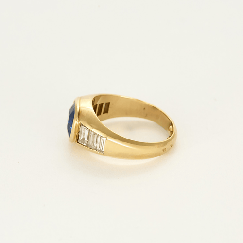 Bague jonc saphir et diamants