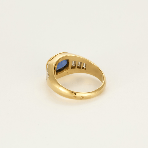 Bague jonc saphir et diamants