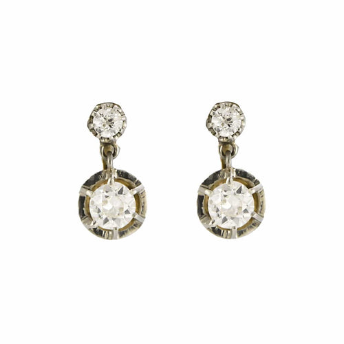 Boucles d'oreilles Boucles d'oreilles dormeuse en Or jaune, platine te diamants 58 Facettes DV0665-8