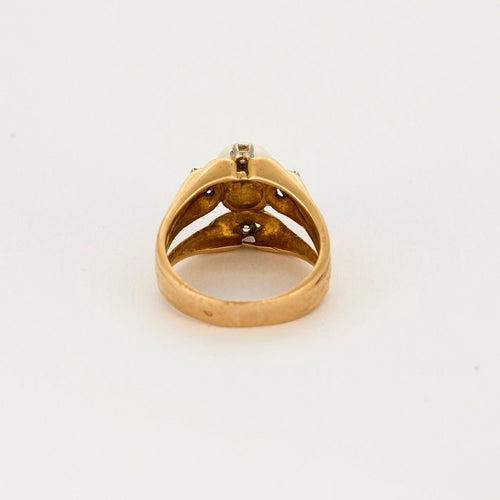 Bague 54.5 Bague en or jaune, perle de culture et diamants. 58 Facettes DV14304-2-545-2