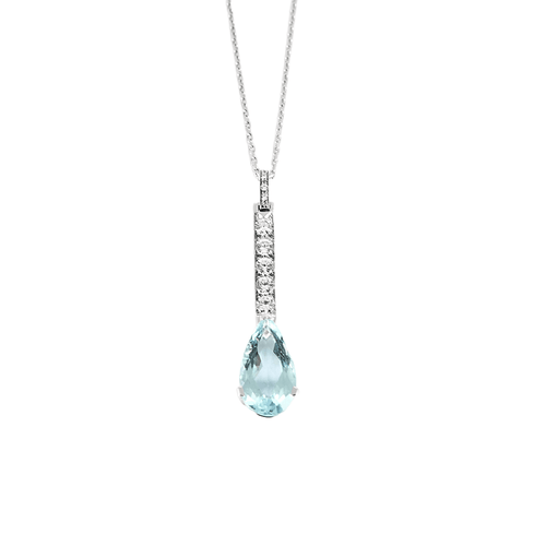 Collier Collier en or gris, aigue-marine et diamants 58 Facettes DV21730-1