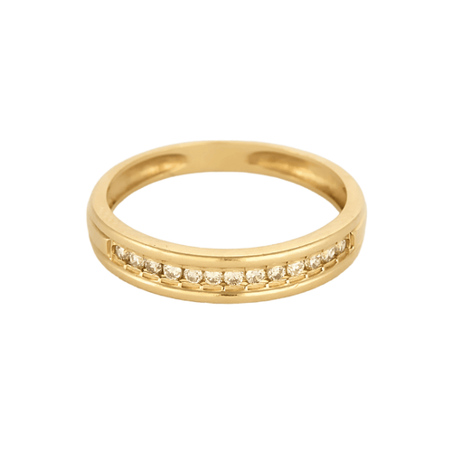 Fine Bague jonc or jaune et diamants