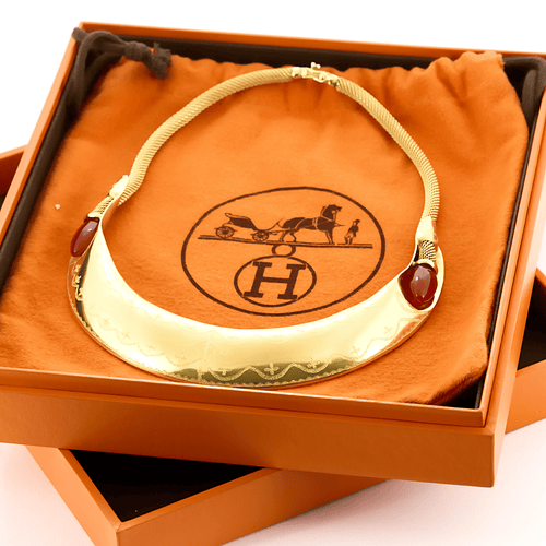 Collier Hermes - Collection Mopti - Important collier en or jaune et cornaline. 58 Facettes DV19818-3