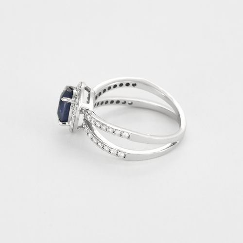 Bague 53 Bague en or gris 14K, saphir et diamants 58 Facettes DV23194-1-53-2