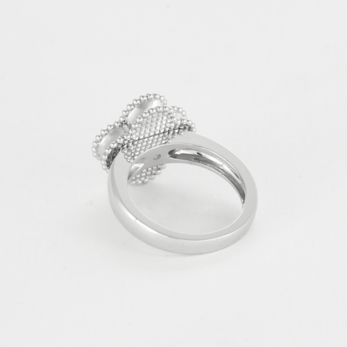 Bague 51 Van Cleef & Arpels - Alhambra -Bague en or gris, nacre et diamant 58 Facettes DV0830-34-51-2