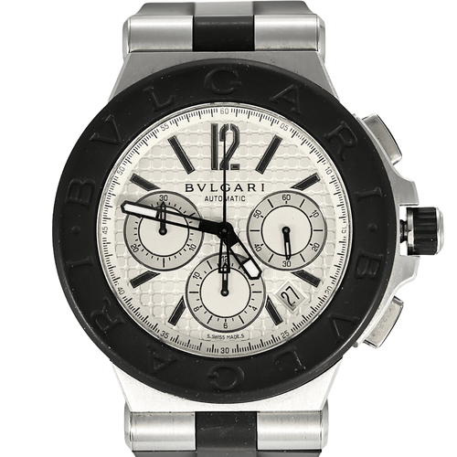 BULGARI - Diagono - Montre en acier et caoutchouc