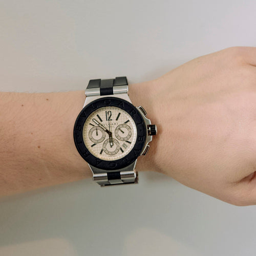 BULGARI - Diagono - Montre en acier et caoutchouc