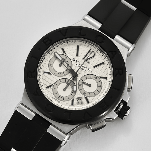 BULGARI - Diagono - Montre en acier et caoutchouc