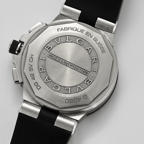 BULGARI - Diagono - Montre en acier et caoutchouc