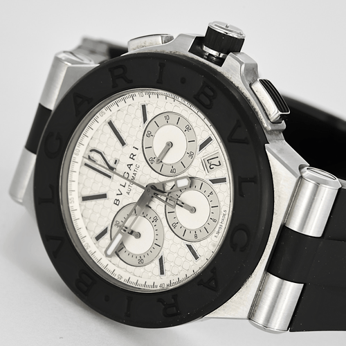 BULGARI - Diagono - Montre en acier et caoutchouc