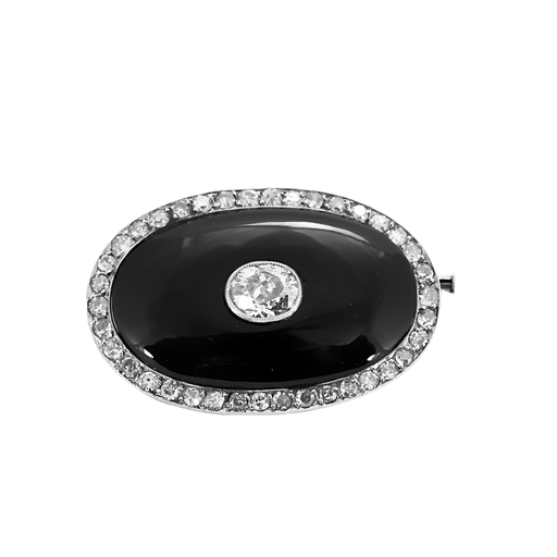 Broche Broche Art Déco en platine, or gris , onyx et diamants 58 Facettes DV0513-3
