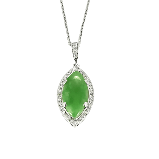 Collier Chaîne et pendentif en or gris, jade et diamants 58 Facettes DV0513-4