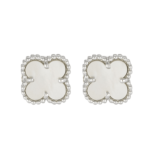 Boucles d'oreilles Van Cleef & Arpels Sweet Alhambra Puces d’oreilles en or gris et nacre blanche 58 Facettes DDV22876-3