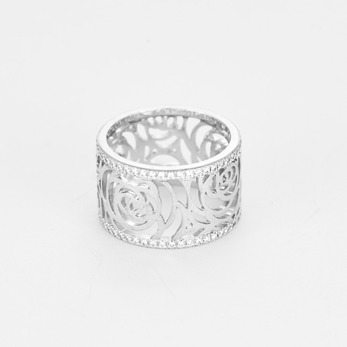 Bague 53 CHANEL - Camelia - Grand Modèle- Bague en or gris et diamants 58 Facettes DV22001- 1-53-2