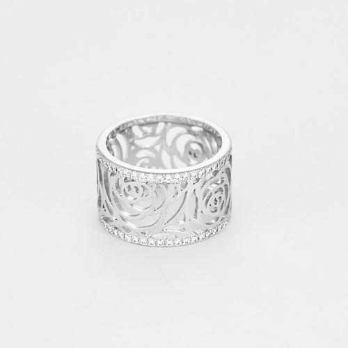 Bague 53 CHANEL - Camelia - Grand Modèle- Bague en or gris et diamants 58 Facettes DV22001-1-53-2