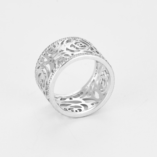 Bague 53 CHANEL - Camelia - Grand Modèle- Bague en or gris et diamants 58 Facettes DV22001- 1-53-2