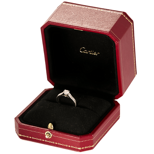 Bague 47 Cartier - "Solitaire 1895" - Bague platine et diamants. 58 Facettes DV20232-1