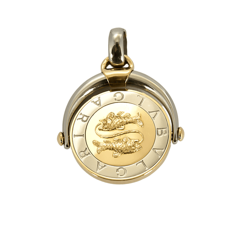 BULGARI - TONDO Zodiaque - Pendentif en or jaune et acier.