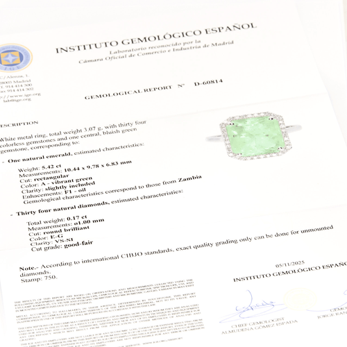 Bague 55 Bague en or gris émeraude et diamants 58 Facettes DV11451-15