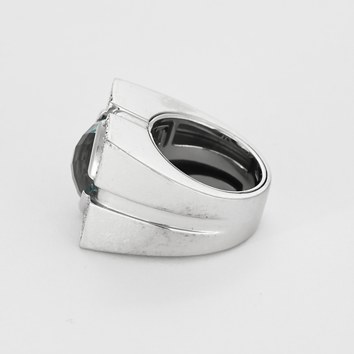 Bague 52 VERSACE - Importante Bague chevalière en or gris, topaze et diamants 58 Facettes DV22972-6-52-1