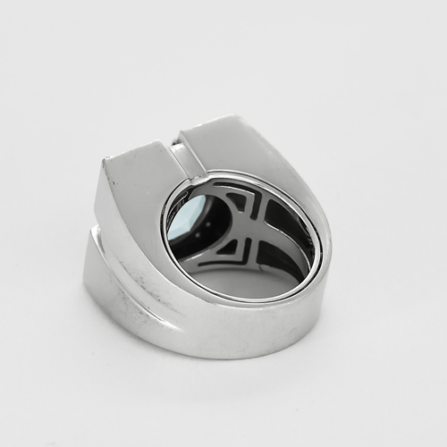 Bague 52 VERSACE - Importante Bague chevalière en or gris, topaze et diamants 58 Facettes DV22972-6-52-1