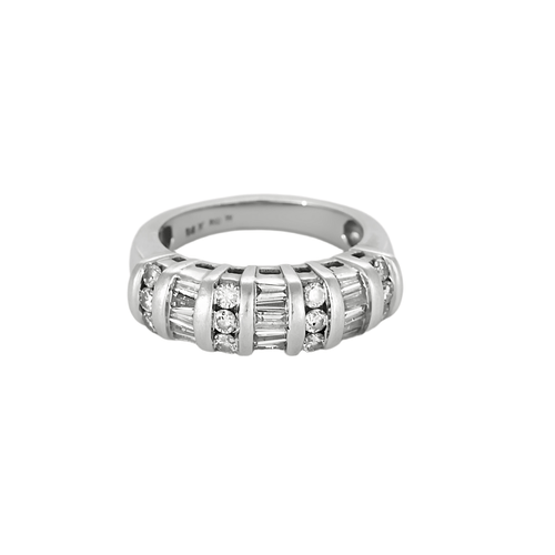Bague 54 Bague jonc en or gris et diamants 58 Facettes DV22972-10-54-24