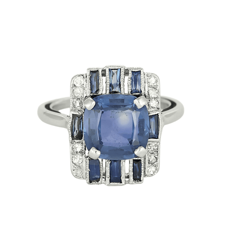 Bague 55 Bague style Art Déco en platine, diamants et saphirs 58 Facettes DV23667-1-DV0882-1
