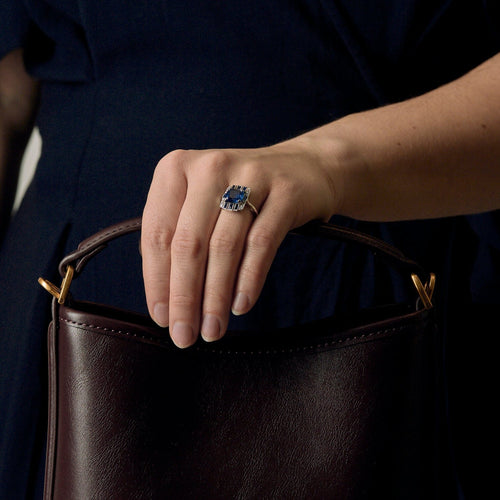 Bague 55 Bague style Art Déco en platine, diamants et saphirs 58 Facettes DV23667-1-DV0882-1