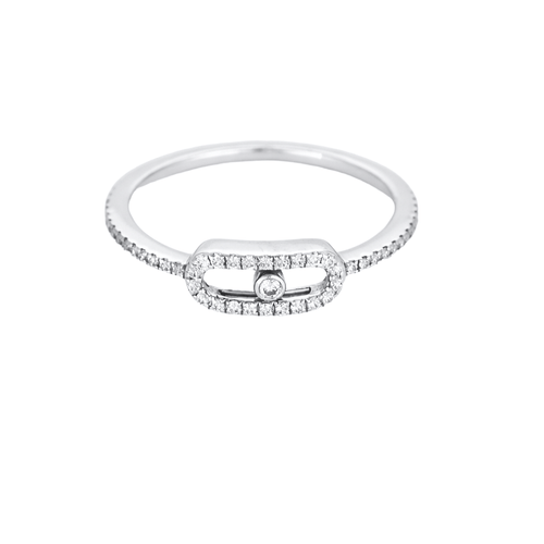 Bague 53 MESSIKA - Bague pavée Move Uno en or gris et diamants 58 Facettes DV17483-4