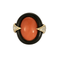 Bague cocktail en or jaune, corail et onyx