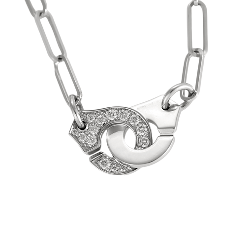 Collier Dinh Van Collier Menottes R10 en or blanc et  diamants 58 Facettes DV21602-10