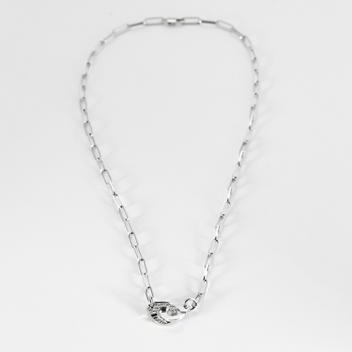 Collier Dinh Van Collier Menottes R10 en or blanc et  diamants 58 Facettes DV21602-10