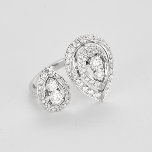 Bague 55 Chaumet - Rondes de Nuit Toi & Moi - Grand modèle - Bague en or blanc et diamants 58 Facettes DV23936-1