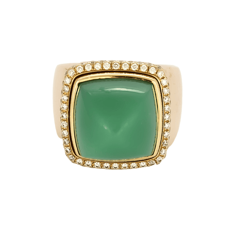 Bague 55 FRED - Pain de sucre - Bague en or jaune et diamants, cabochon de chrysoprase interchangeable 58 Facettes DV21289-3-DV0882-1