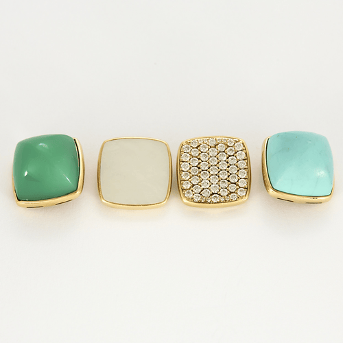 Bague 55 FRED - Pain de sucre - Bague en or jaune et diamants, cabochon de chrysoprase interchangeable 58 Facettes DV21289-3-DV0882-1