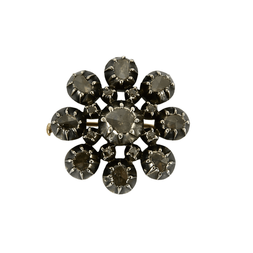 Broche Broche en or rose et argent et diamants taillés en rose 58 Facettes DV23466-3
